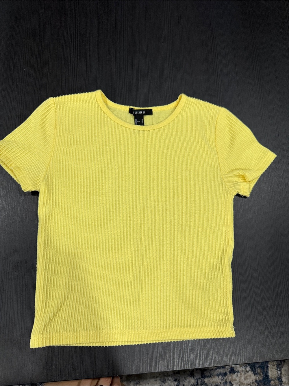 Forever 21 Bright Yellow Ribbed Crewneck Tee
